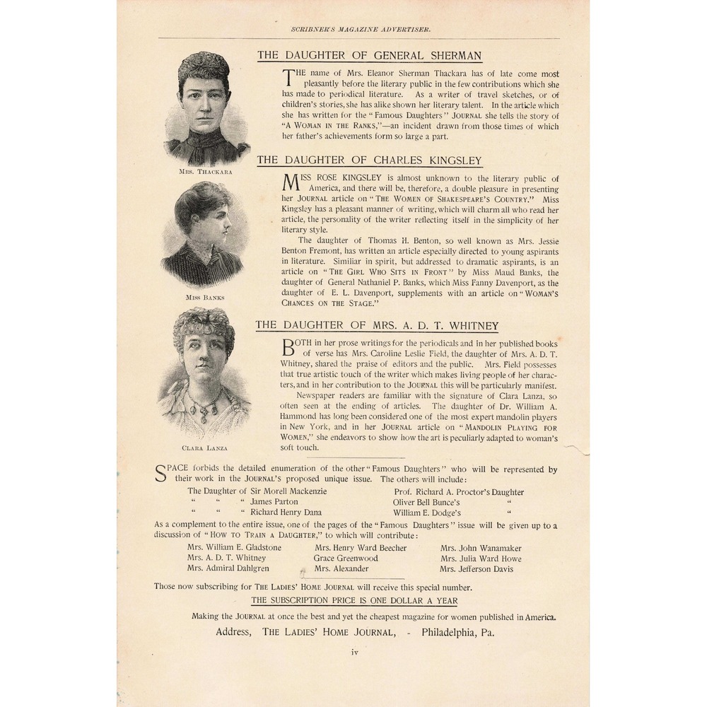 1891 Scribners Magazine Famous Daughters Ladies Home Journal Dickens Hawthorne - Picture 4 of 4